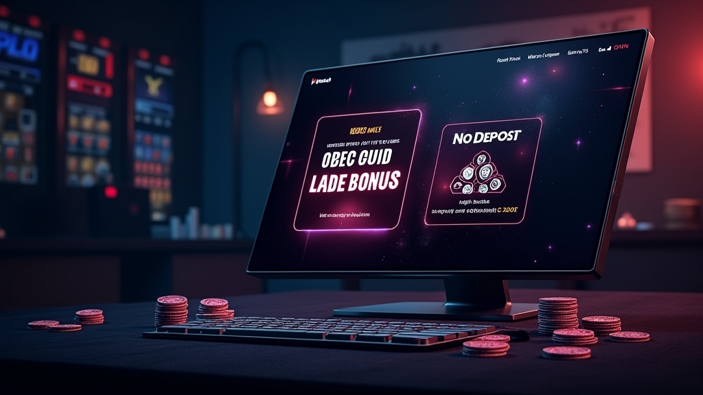 Bonusoverzicht en no-deposit aanbod op een sfeervol casino-dashboard